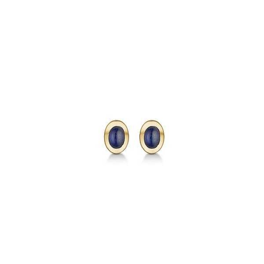 Ohrringe Mads Z | Mads Z - Cabochon-Ohrringe Aus 14 Karat Gold Mit Tiefblauen Saphiren