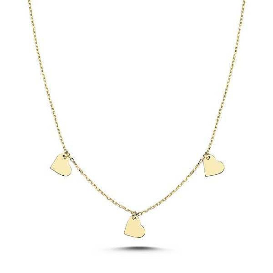 Halsketten Melfia | Melfia Halskette Mit 3 Herzen 14Kt. Gold