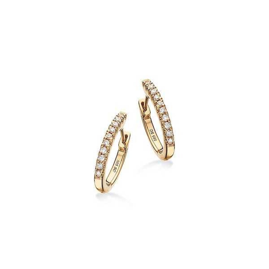 Ohrringe Scrouples | Dazzling - 14 Kt Gold Creole Mit Insgesamt 0,12Ct W/Si