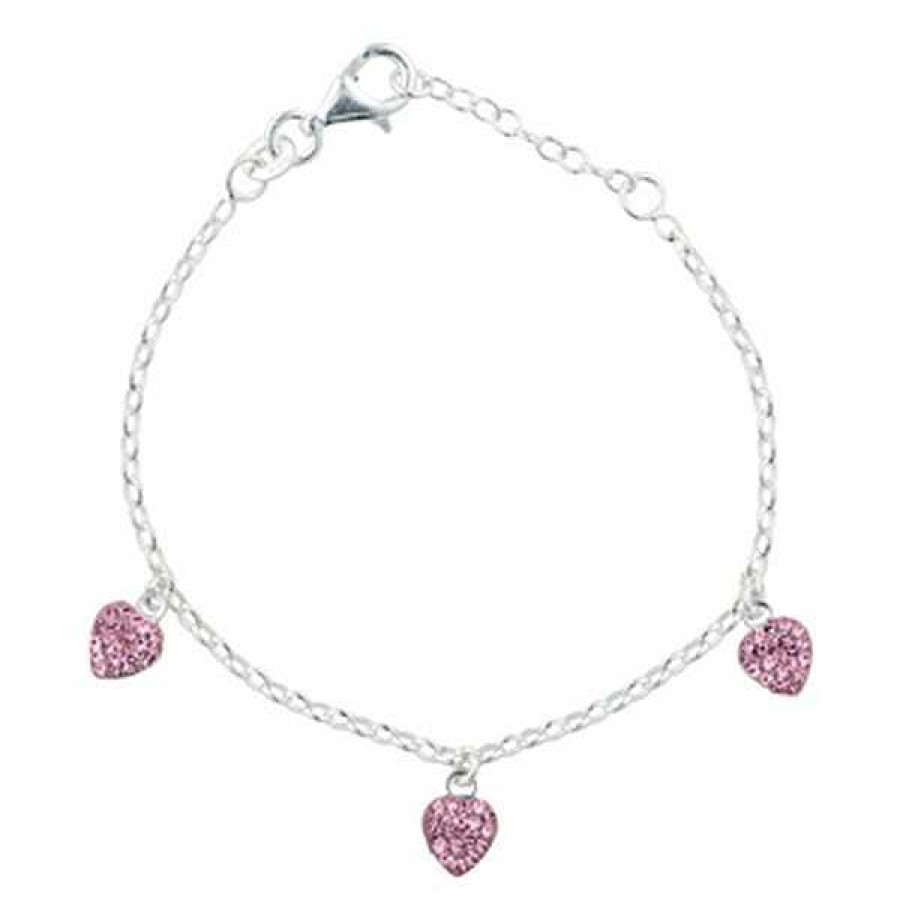 Armb Nder Nordahl Andersen | Silber Armband F R Kinder Mit 3 Herzen Mit Rosa Zirkonia