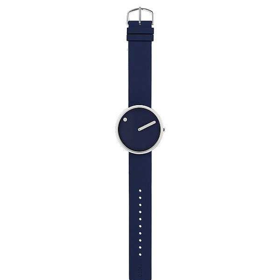 Uhren Picto | Picto - Blaues Zifferblatt Mit Mitternachtsblauem Silikonarmband 40 Mm