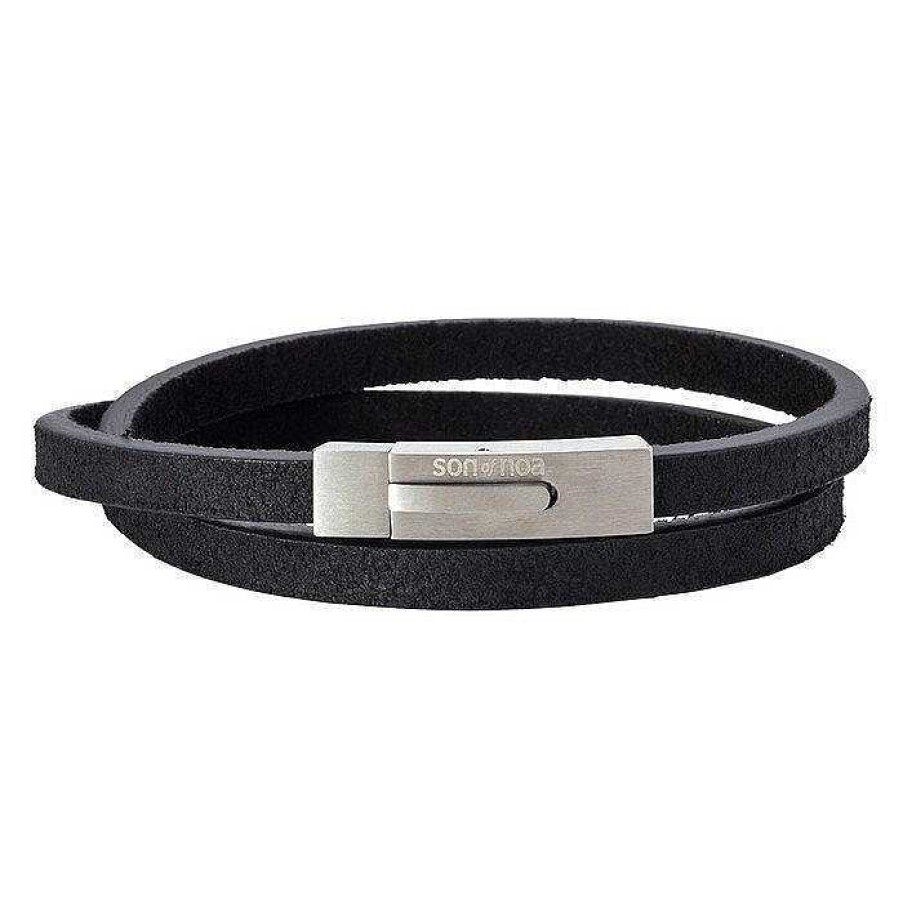 Armb Nder Nordahl Andersen | Son Of Noa Herrenarmband Aus Schwarzem Leder - 6 Mm Breit