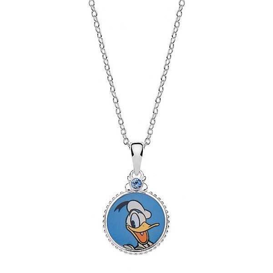 Halsketten Støvring Design | Disney - Donald Duck Halskette Mit Blauer Enamel Und Blauem Topas In Silber