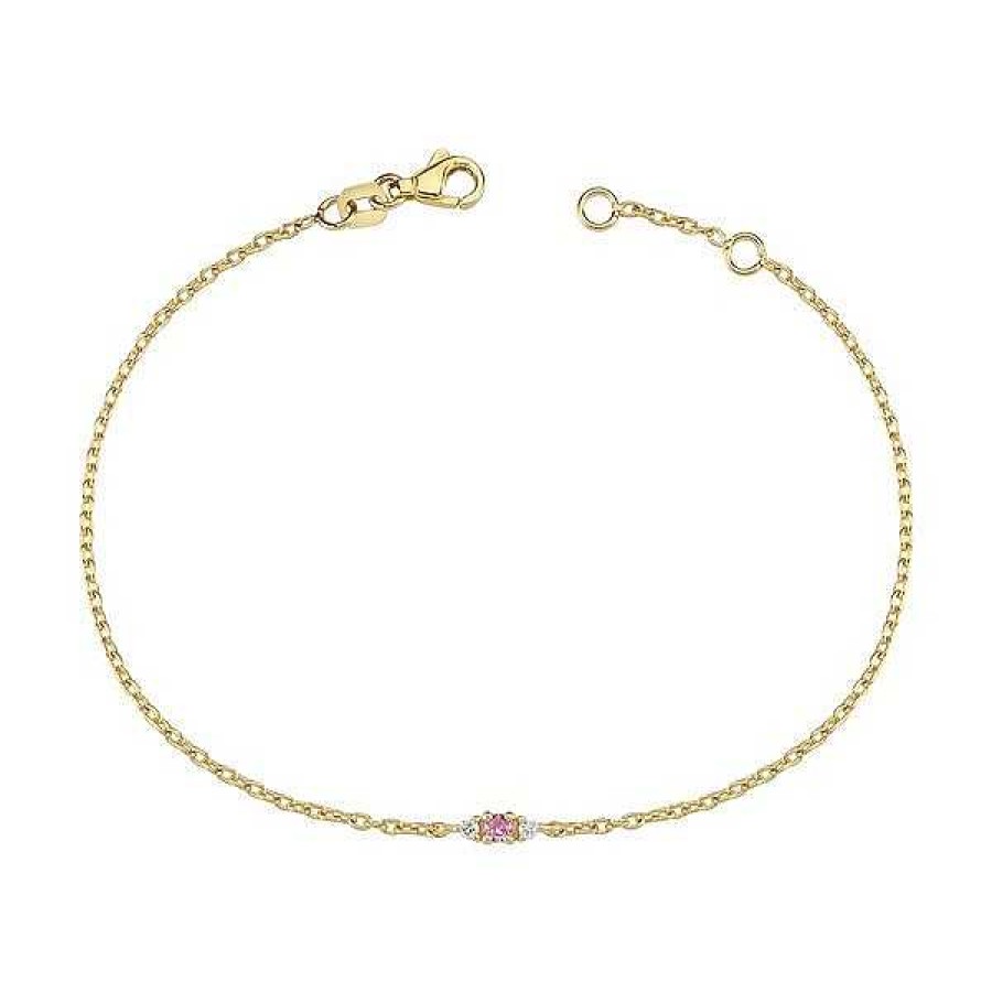 Armb Nder Nuran | Petit - Armband Aus 14-Kar Tigem Gold Mit Rosa Saphiren Mit Einem Gesamtgewicht Von 0,04Ct.