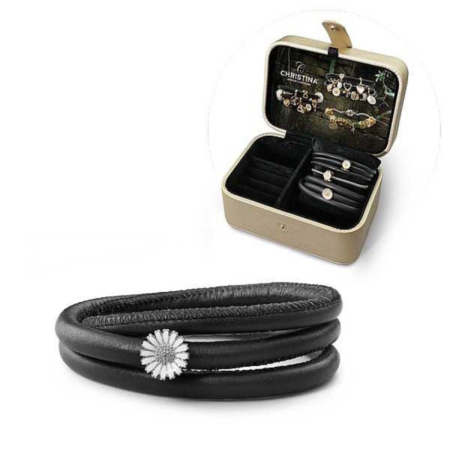 Armb Nder Christina Jewelry & Watches | Christina Collect - Weihnachtskampagne Lederarmband Mit Silber Marguerite Charme