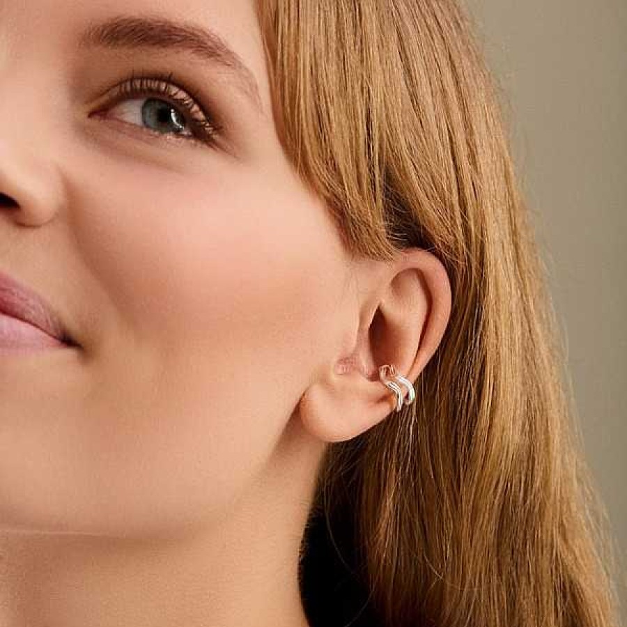 Ohrringe Pernille Corydon | Pernille Corydon - Double Wave Earcuff Aus Vergoldetem Silber