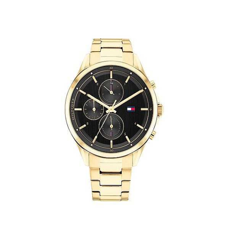 Uhren Tommy Hilfiger | Tommy Hilfiger - Stella Damenuhr In Gold Mit Schwarzem Zifferblatt