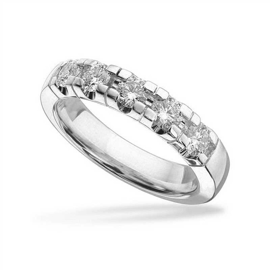 Ringe Scrouples | Scrouples - Ehering Grace Aus 14Kt Wei Gold Mit Insgesamt 5X0,15Ct.