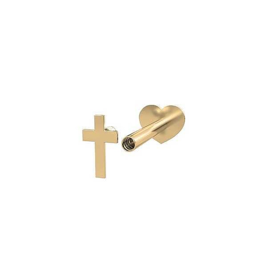 Ohrringe Nordahl Andersen | Piercingschmuck - Pierce52 Schamlippenpiercing Kreuz 14Kt. Gold