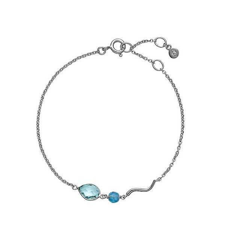 Armb Nder Izabel Camille | Izabel Camille - Marie-Armband Mit Aquablauen Steinen Und Quarz In Silber