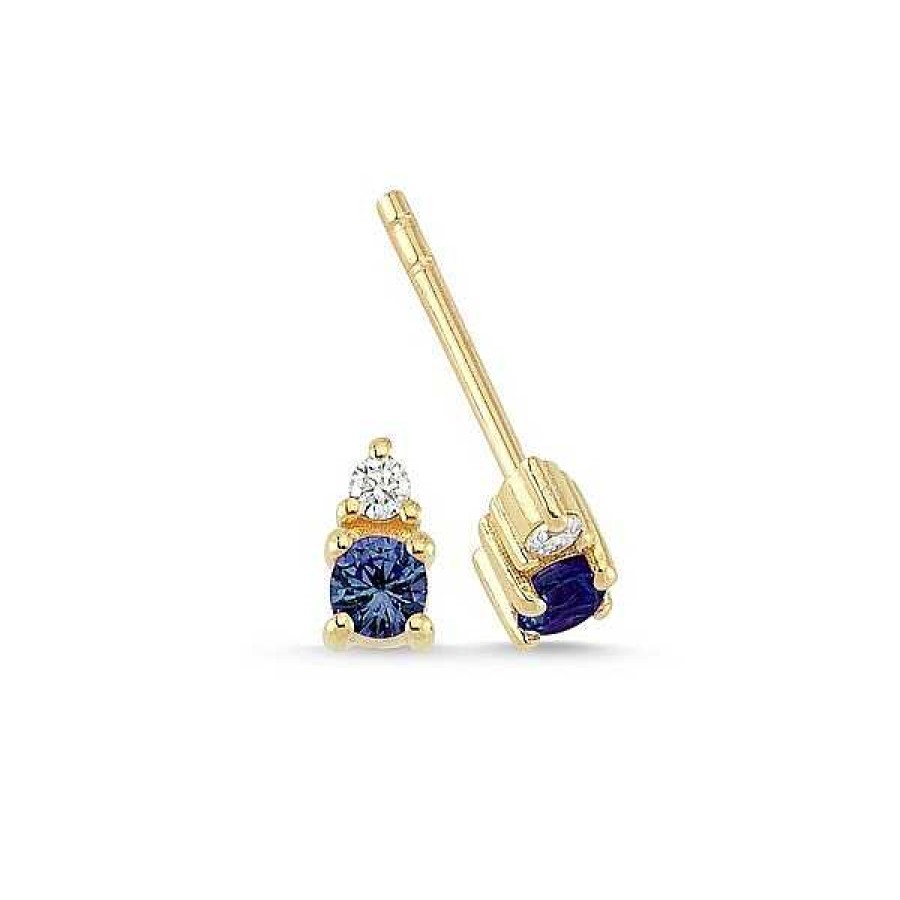 Ohrringe Nuran | Petit - Ohrringe Mit Blauem Saphir Aus 14-Kar Tigem Gold Und Diamanten Von Insgesamt 0,05 Ct.