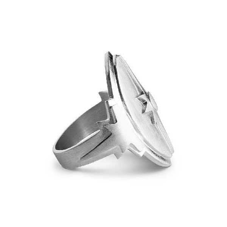 Ringe Jane Kønig | Jane K Ng Shield Statement-Ring Aus Mattem Silber