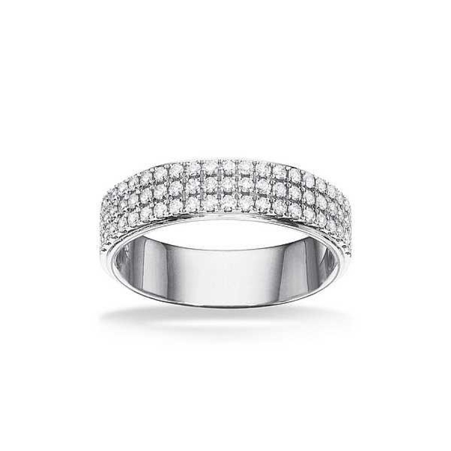 Ringe Scrouples | Dazzling Ring Aus 14 Kt Wei Gold In 3 Reihen Mit Insgesamt 0,49 Ct. H-W/Si