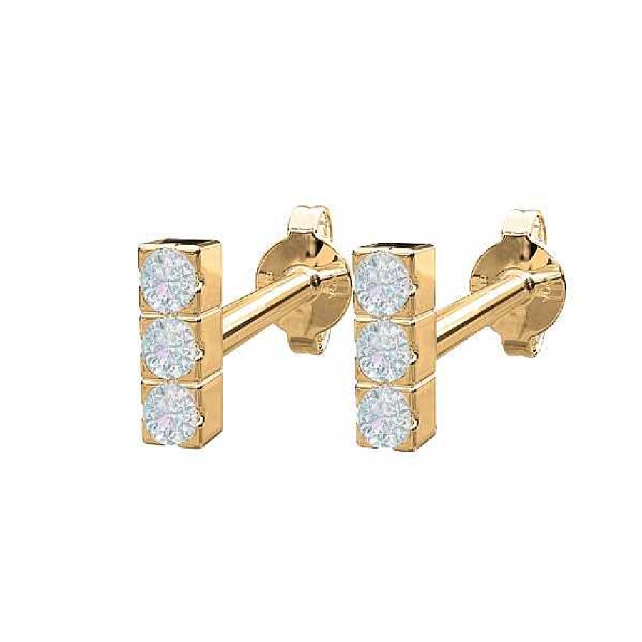 Ohrringe Nordahl Andersen | Piercingschmuck - Pierce52, Ohrring Aus 14Kt. Gold Mit 3 Diamanten Vertikal