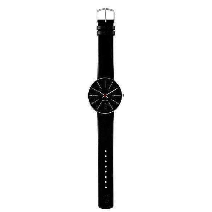 Uhren Arne Jacobsen | Arne Jacobsen - Bankiersuhr - 40 Mm - Schwarzes Zifferblatt, Schwarzes Armband