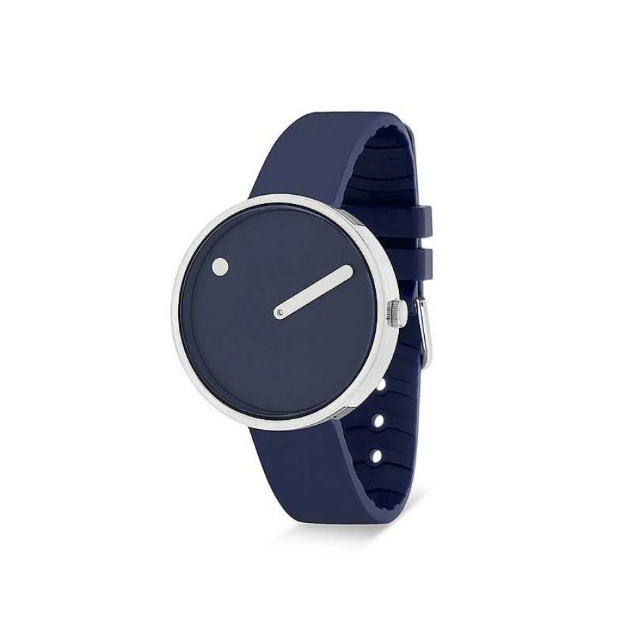 Uhren Picto | Picto - Blaues Zifferblatt Mit Midnight Blue Silikonarmband Und Stahl - 34 Mm