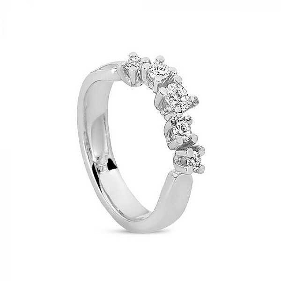 Ringe Nuran | Diamant-Twist-Ring Aus 14 Karat Wei Gold Mit Diamanten