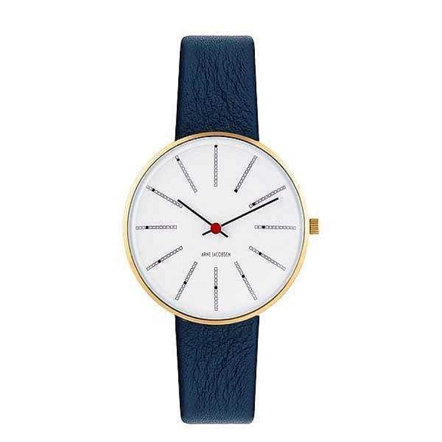 Uhren Arne Jacobsen | Arne Jacobsen - Bankers Watch Wei Es Zifferblatt, Marineblaues Armband. 34