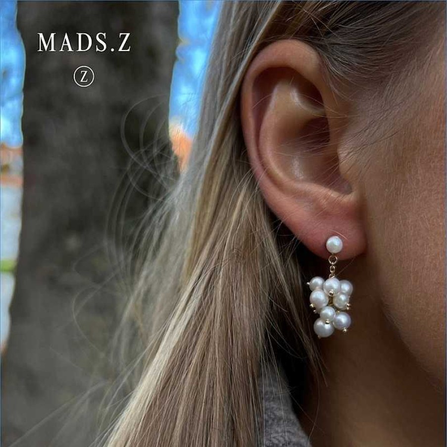 Ohrringe Mads Z | Mads Z - Coco Ohrringe Aus 8Ct. Gold Mit Kleinen Perlen