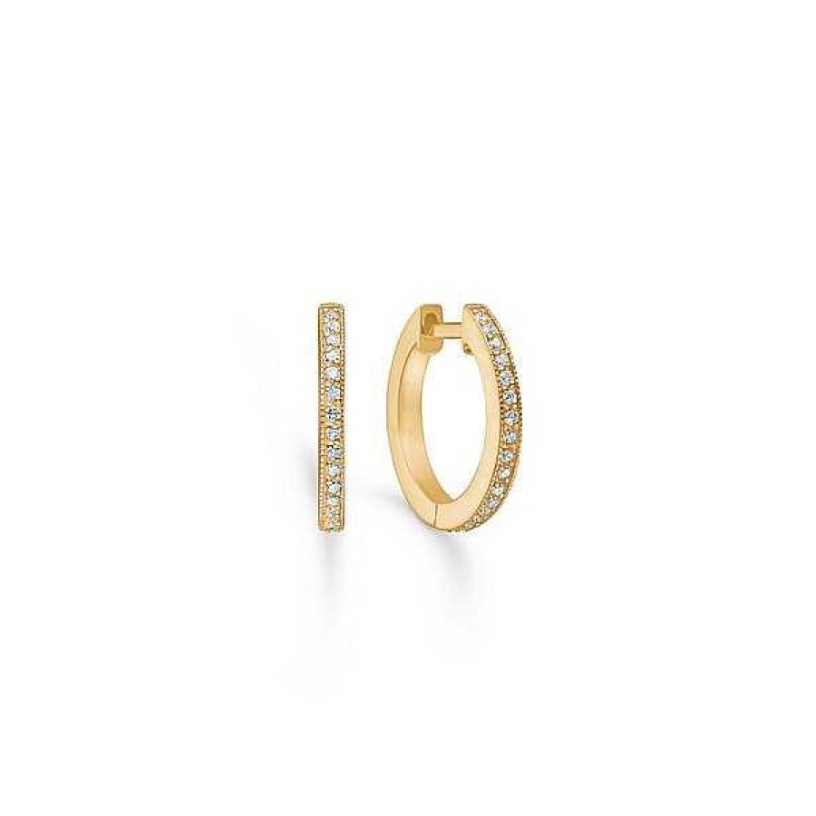 Ohrringe Mads Z | Mads Z - Poetry Hoop Creole Aus 14 Karat Gold Mit Diamanten Von Insgesamt 0,16 Karat