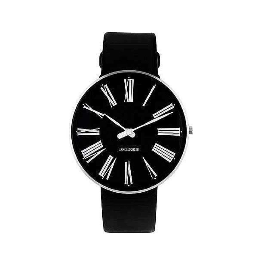 Uhren Arne Jacobsen | Arne Jacobsen - R Mische Uhr Mit Schwarzem Zifferblatt Und Armband. 40Mm*