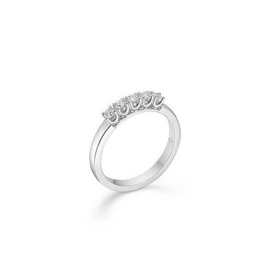 Ringe Mads Z | Crown Allianz Ring I 14 Kt. Wei Gold Mit 5 X Diamanten Von 0,04 Ct. Bis 0,09 Ct.