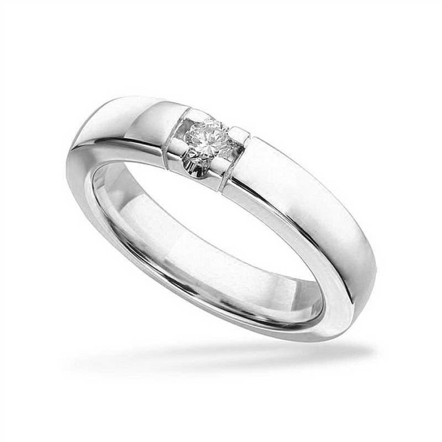 Ringe Scrouples | Scrouples - Ehering Grace Aus 14Kt Wei Gold Mit Insgesamt 0,15Ct.