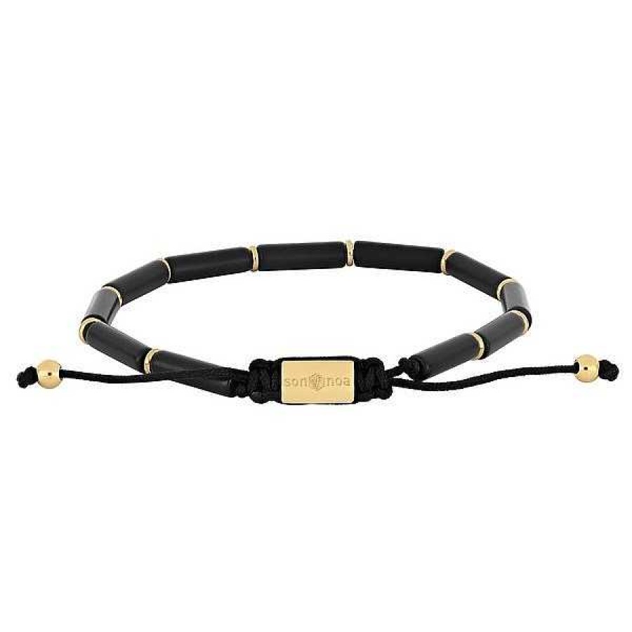 Armb Nder Nordahl Andersen | Son Of Noa - Herrenarmband Aus Schwarzem Onyx, Vergoldet