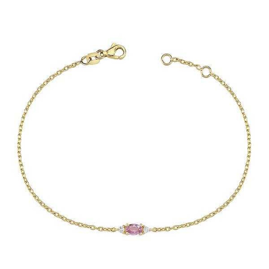 Armb Nder Nuran | Petit Oval - Armband Aus 14-Kar Tigem Gold Mit Rosa Saphiren Mit Einem Gesamtgewicht Von 0,05Ct.