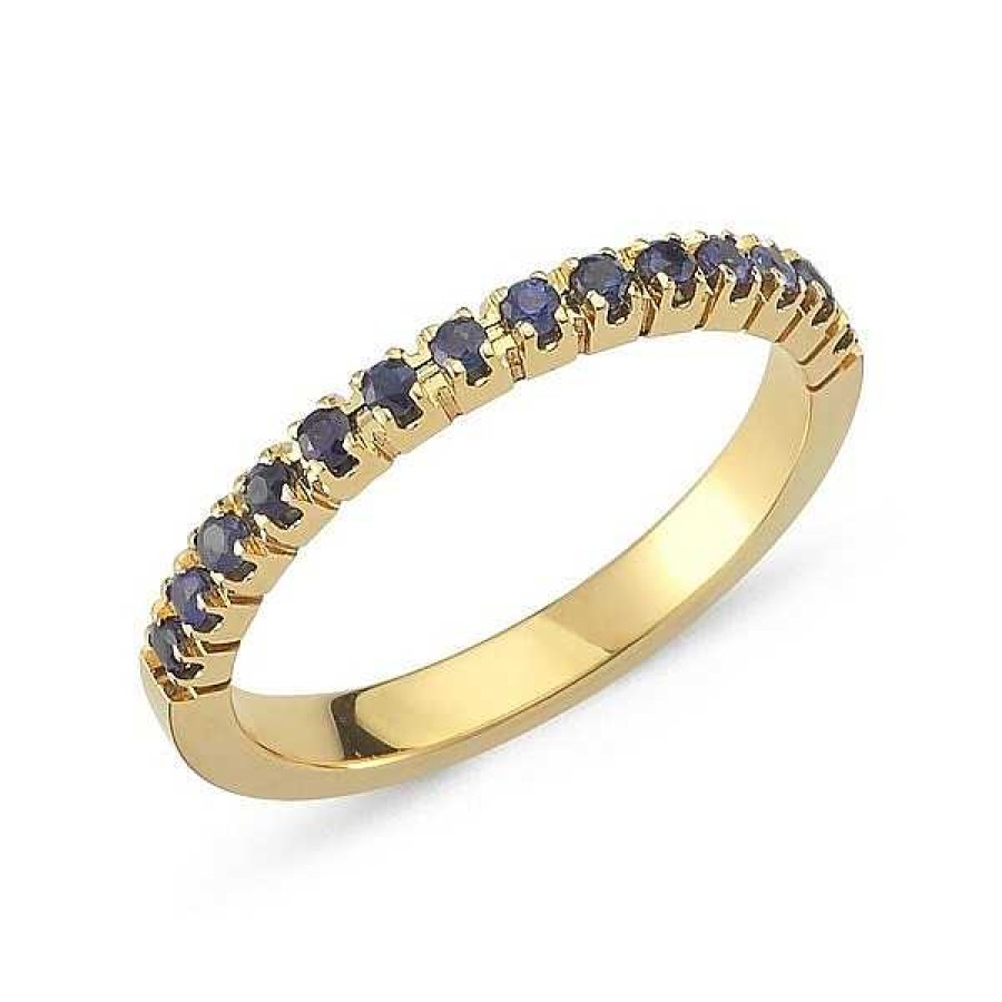 Ringe Nuran | Per Ring Aus 14 Karat Gold Mit Dunkelblauem Saphir