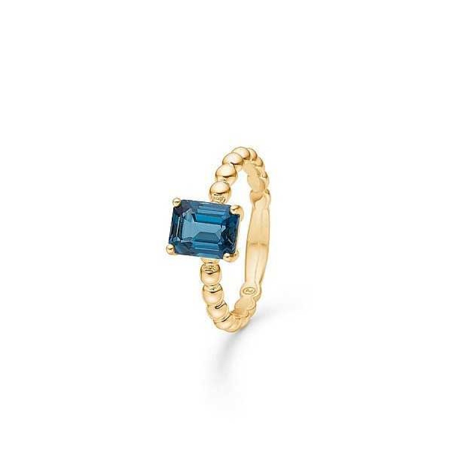 Ringe Mads Z | Mads Z - Beerenring Aus 14 Karat Gold Mit Blauem Topas