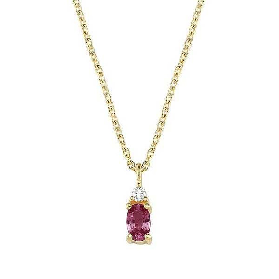 Halsketten Nuran | Petit Oval - Rubin-Anh Nger Aus 14 Karat Gold. Insgesamt 0,025 Ct. Mit Kette