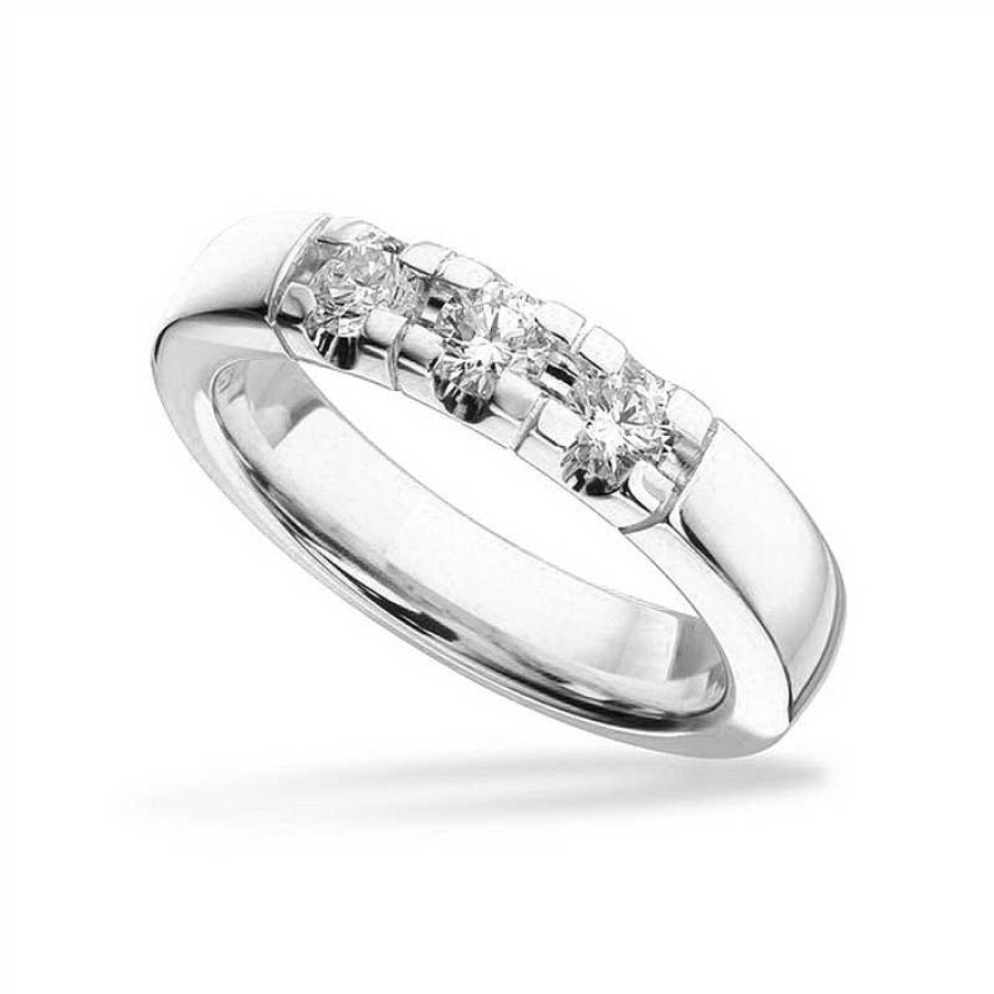 Ringe Scrouples | Scrouples - Ehering Grace Aus 14Kt Wei Gold Mit Insgesamt 3X0,15Ct.