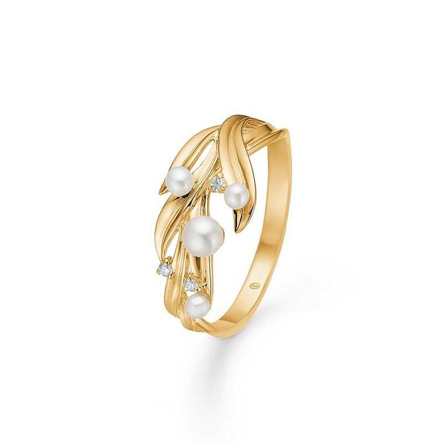 Ringe Mads Z | Mads Z - Morning Dew Ring I 14 Kt Gold 0,03Ct. Und Perlen