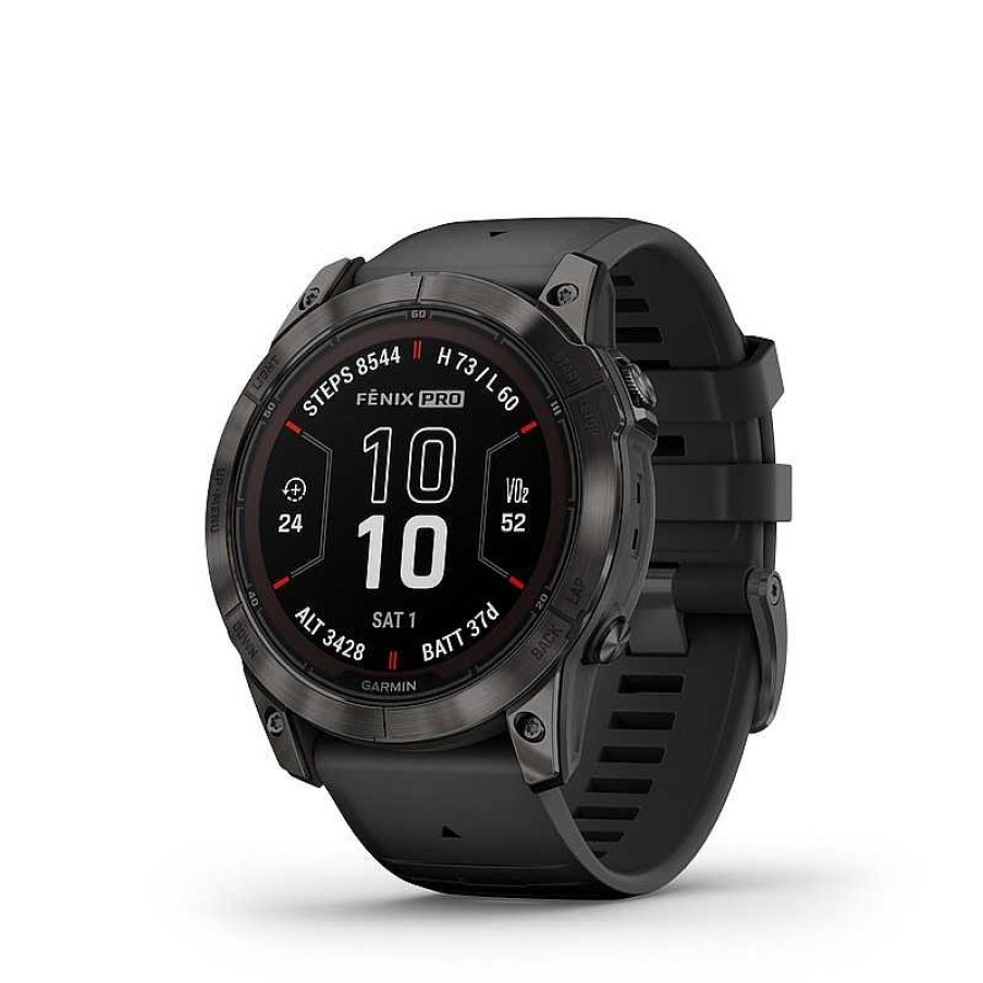 Uhren GARMIN | Garmin - Fenix 7X Pro Sapphire Solar Edition In Titan Mit Silikonband