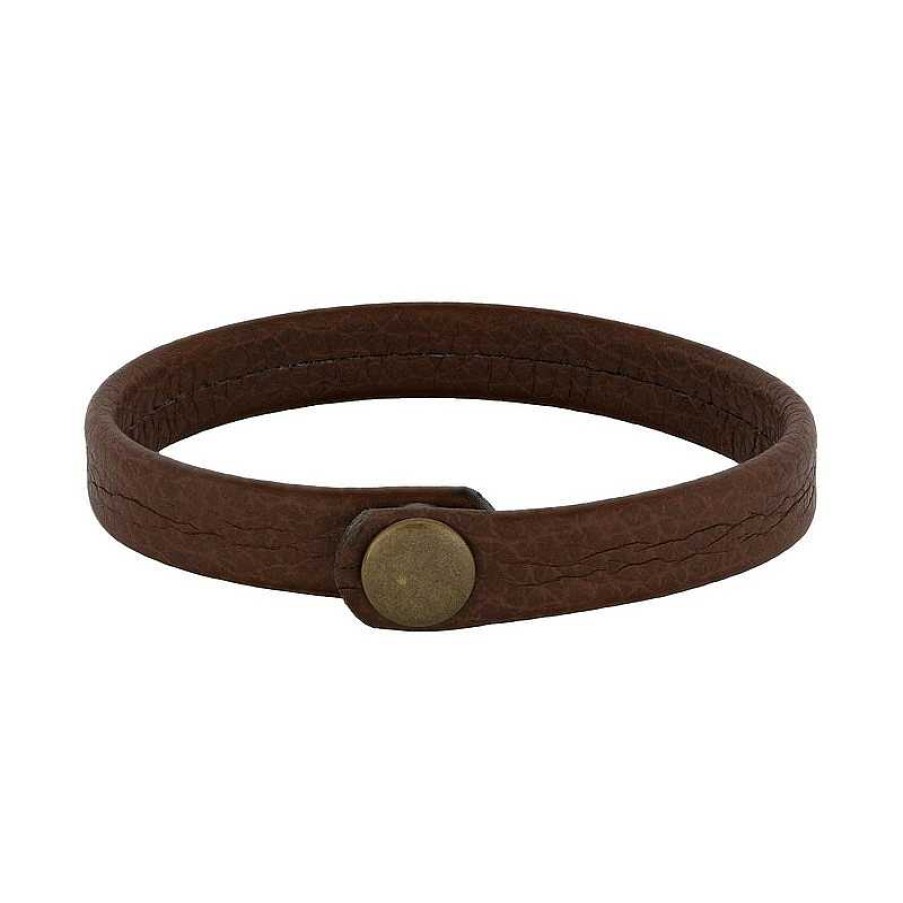 Armb Nder Nordahl Andersen | Son Of Noa - Herrenarmband Aus Braunem Glattem Kalbsleder Mit Knopf (L Nge W Hlen)