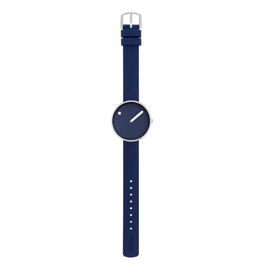 Uhren Picto | Picto - Blaues Zifferblatt Mit Midnight Blue Silikonarmband Und Stahl - 34 Mm