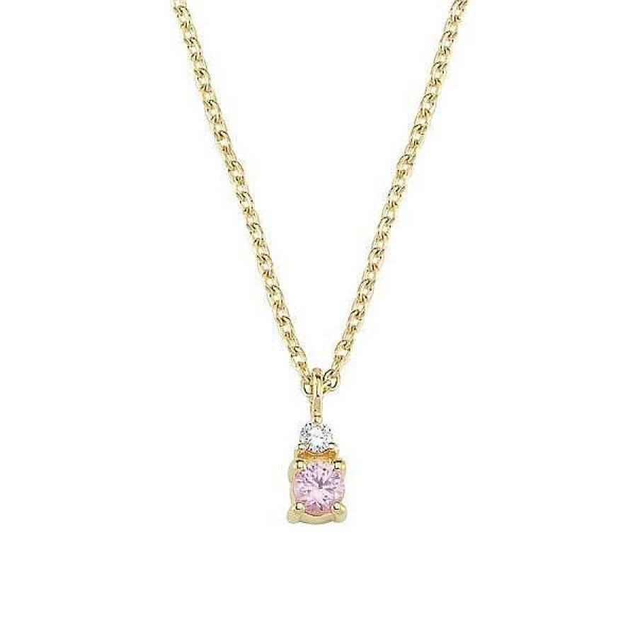 Halsketten Nuran | Petit - Anh Nger Mit Rosa Saphiren Aus 14 Karat Gold. Insgesamt 0,025 Ct. Mit Kette