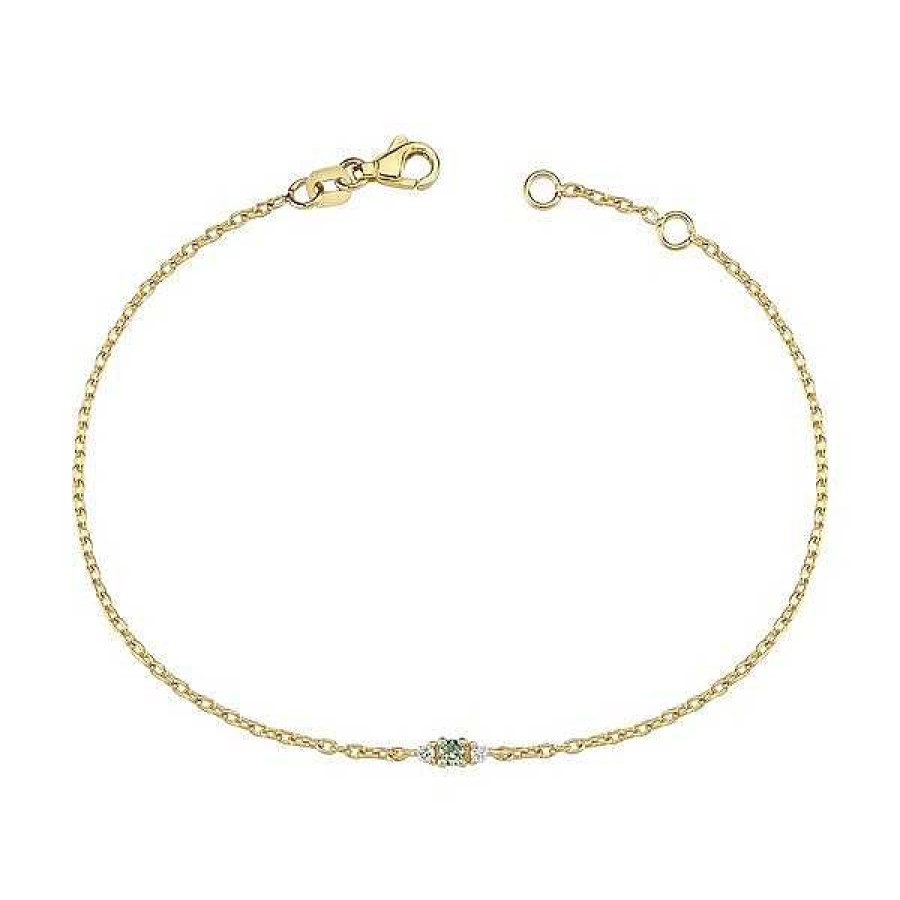 Armb Nder Nuran | Petit - Armband Aus Gr Nem Saphir Aus 14 Kt. Gold Mit Insgesamt 0,04Ct.