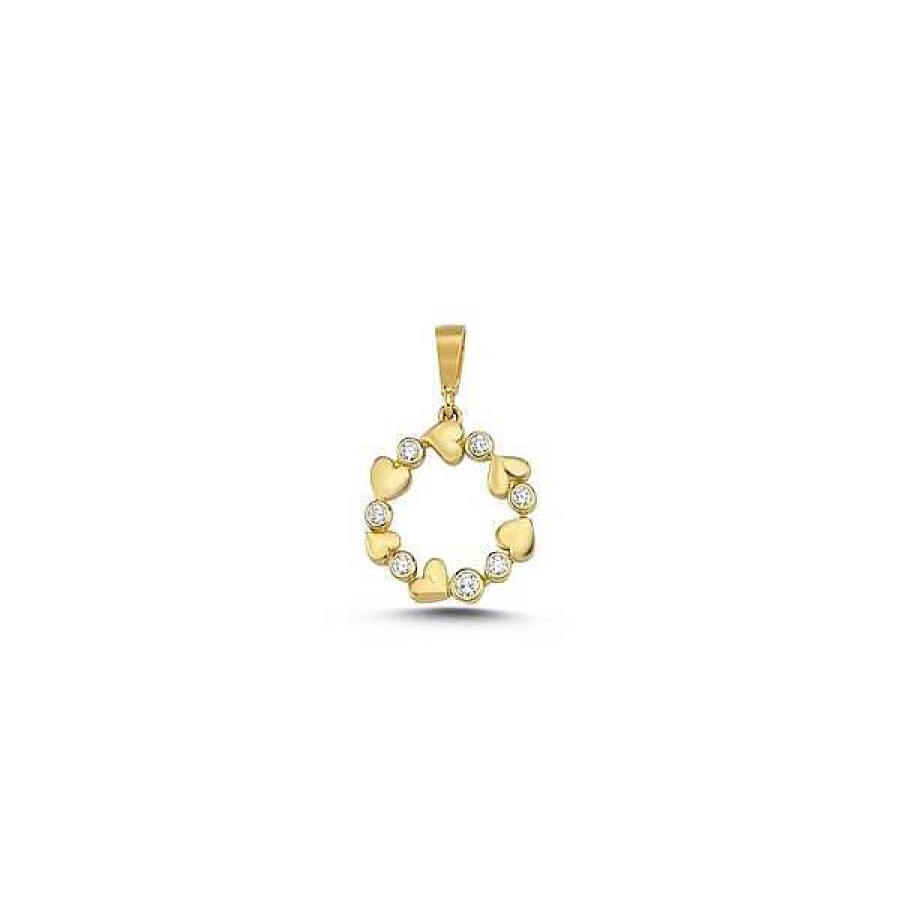 Anh Nger Melfia | Melfia Anh Nger Kreis - Herzen Mit Zirkonia 14Kt. Gold