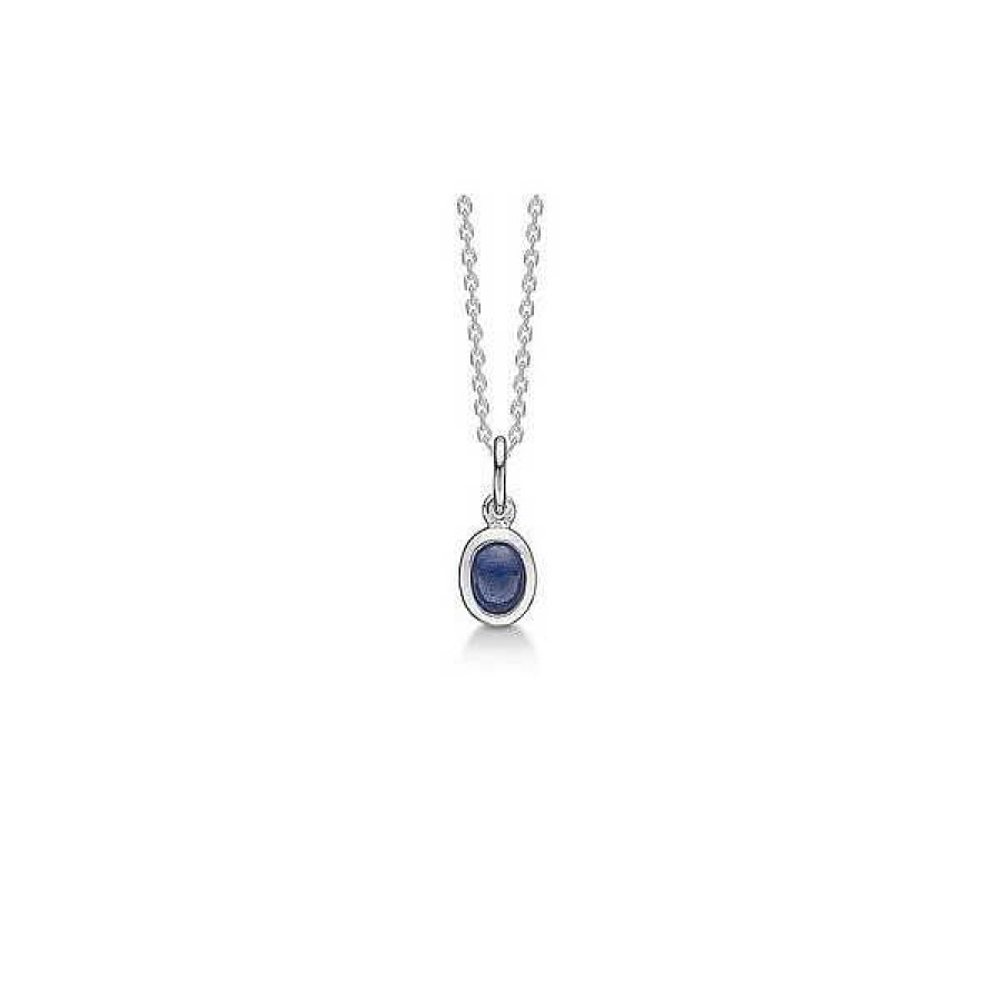 Halsketten Mads Z | Mads Z - Cabochon-Halskette Aus Silber Mit Blauem Saphir Mit Kette