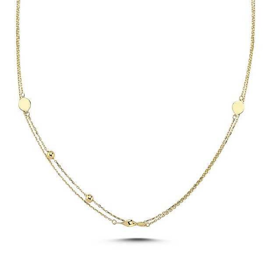 Halsketten Melfia | Melfia Halskette Doppelkette 14Kt. Gold 42+3 Cm