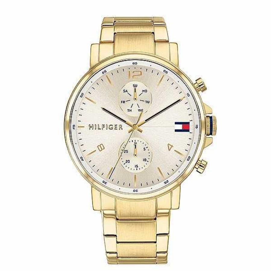 Uhren Tommy Hilfiger | Tommy Hilfiger - Daniel Herrenuhr In Gold Double Mit Wei Em Zifferblatt