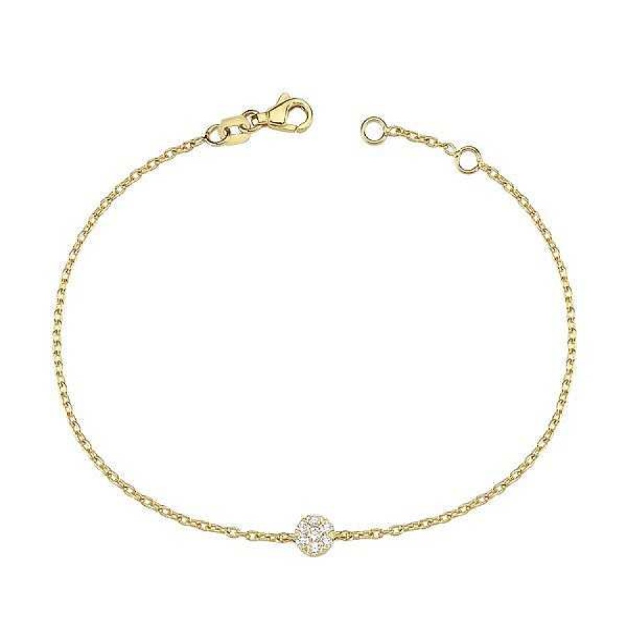 Armb Nder Nuran | Armband Flora Diamond - 14 Karat Gold Mit Diamanten Von Insgesamt 0,12 Ct. W-Si.