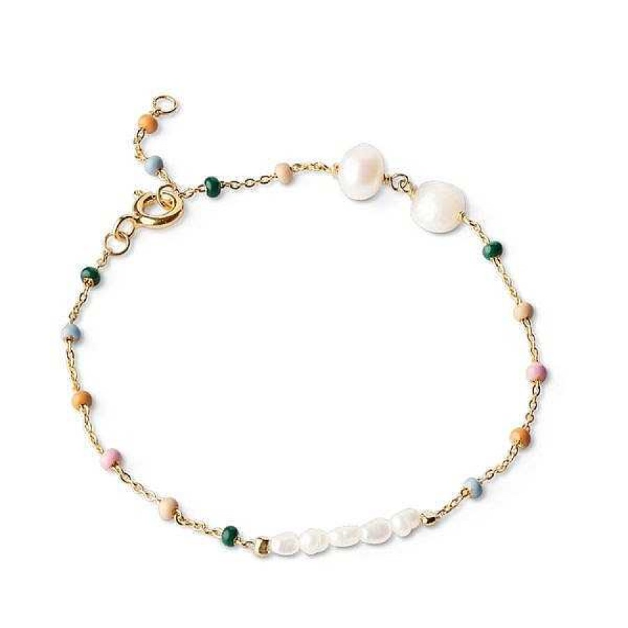 Armb Nder Enamel Copenhagen | Enamel - Lola Perla Armband Mit Perlen In Gold Plattiert