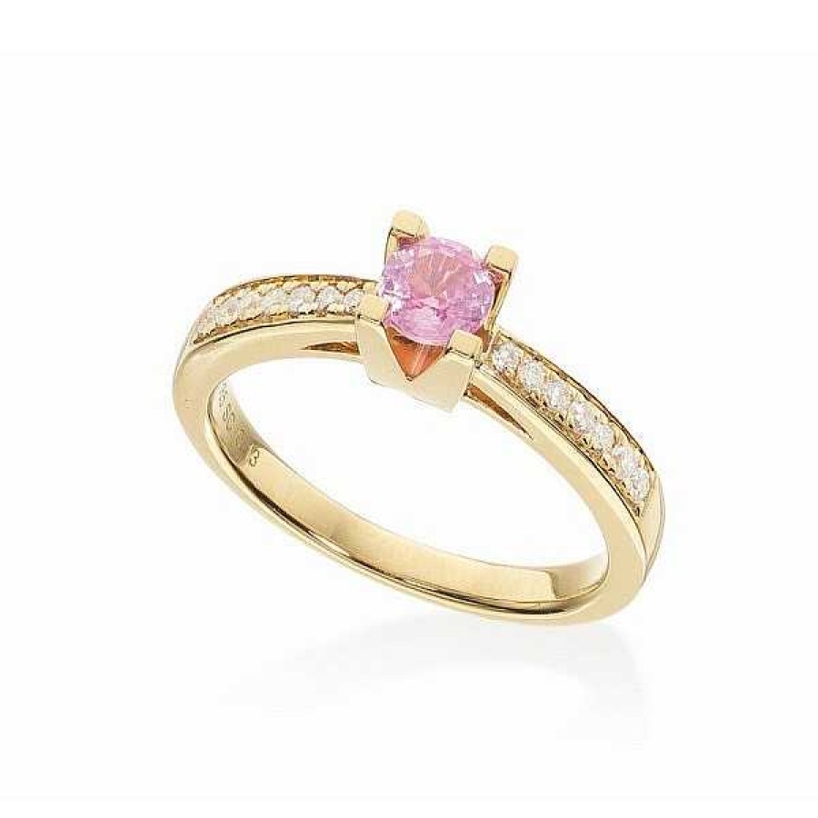 Ringe Scrouples | Kleopatra Queen-Jubil Umsring Aus 14-Kar Tigem Gold Mit Rosa Saphiren Und Diamanten