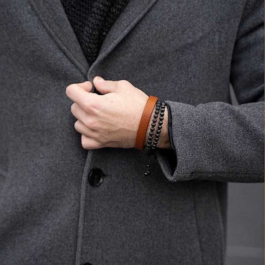 Armb Nder Nordahl Andersen | Son Of Noa Herrenarmband Mit Mattem Schwarzem Onyx 19-25 Cm.