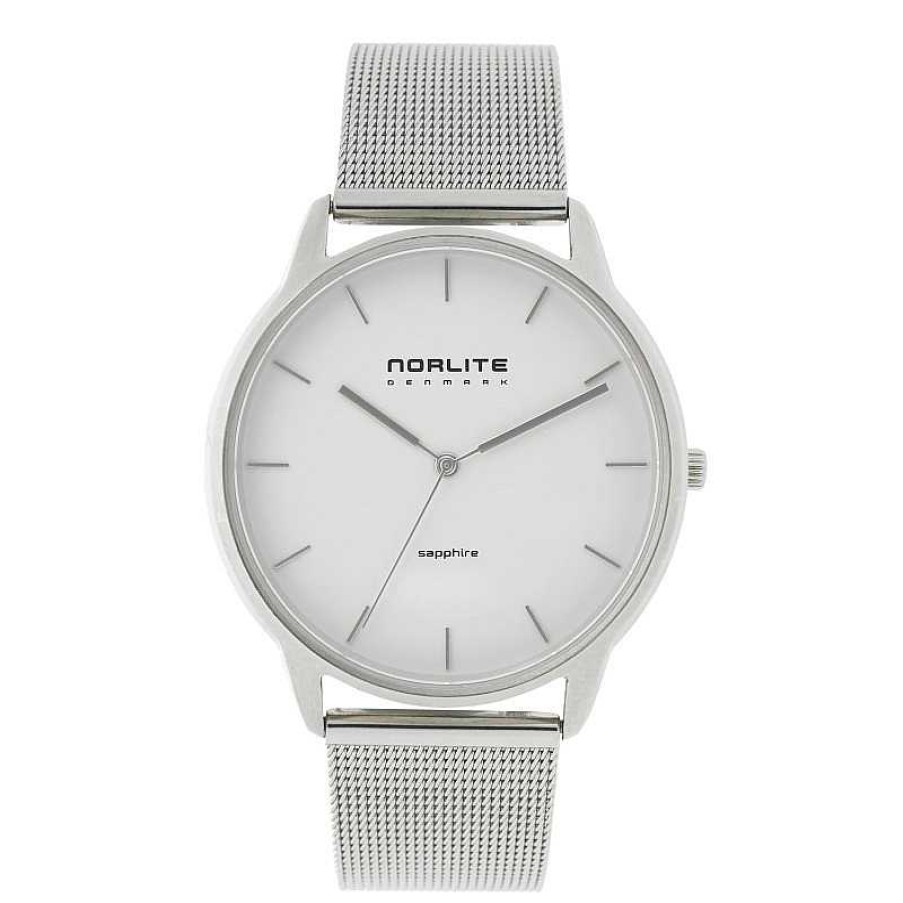 Ohrringe Norlite | Norlite - Herrenuhr Edelstahl Mesh Armband/Wei Es Zifferblatt In 40 Mm