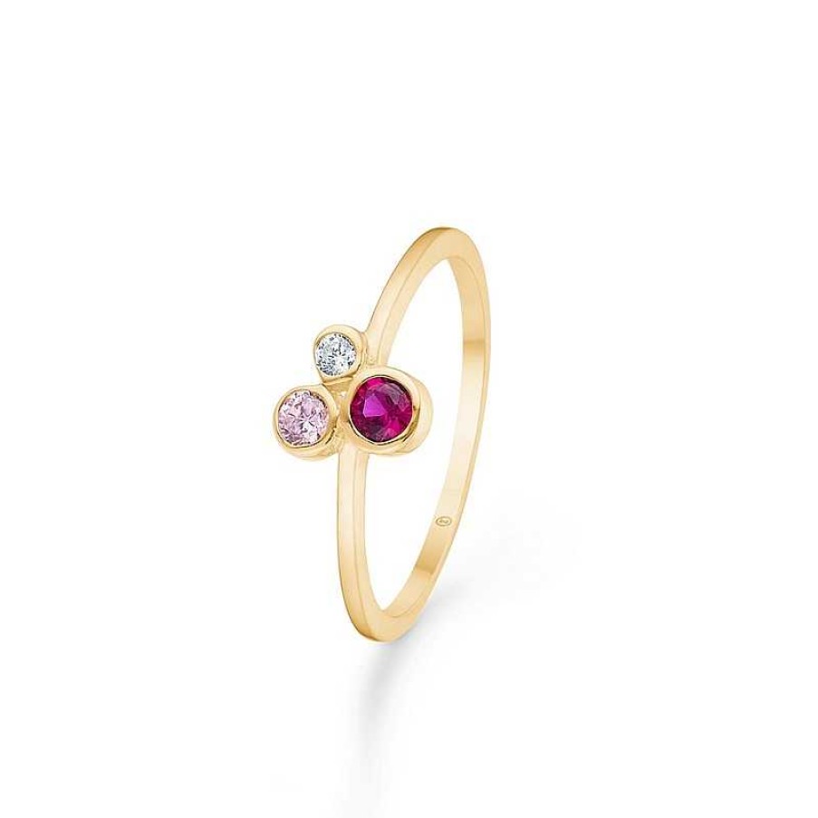 Ringe Mads Z | Mads Z - Emily Ring Aus 8 Karat Gold Mit Rosa Zirkonia