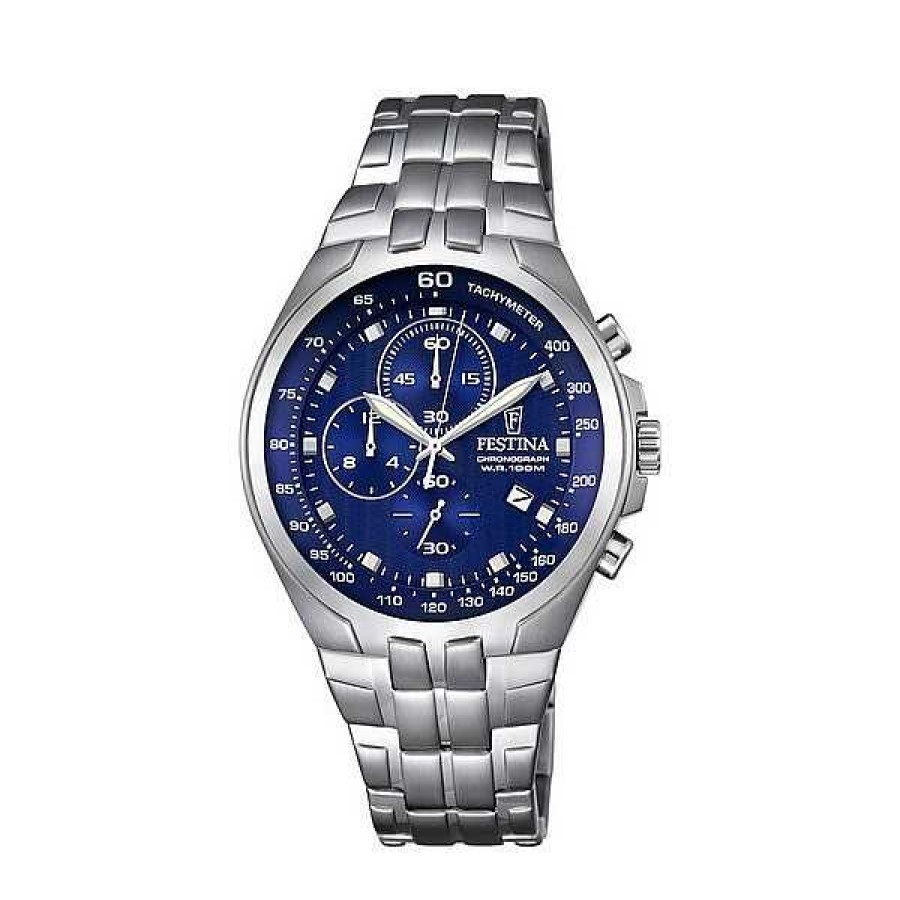 Uhren Festina | Festina - Herrenuhr In Blau/Stahl Sportmodell ( 44Mm)